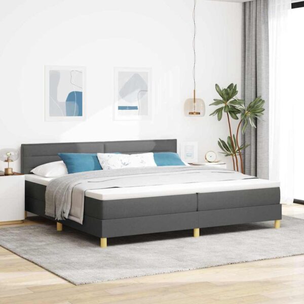 vidaXL Box spring seng med pude Mørkegrå 200 x 200 cm Stof