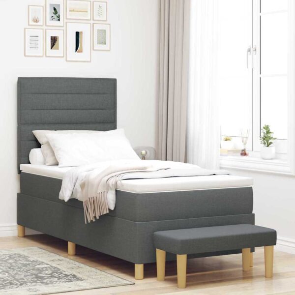 vidaXL Box spring seng med pude Mørkegrå 200 x 90 cm Stof