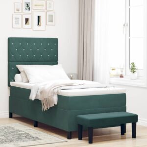 vidaXL Box spring seng med pude Mørkegrøn 200 x 100 cm Fløjl