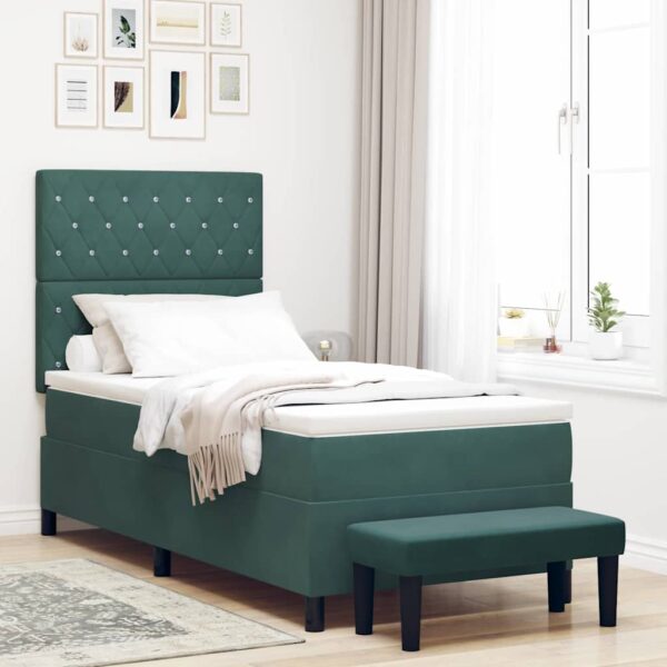 vidaXL Box spring seng med pude Mørkegrøn 200 x 100 cm Fløjl