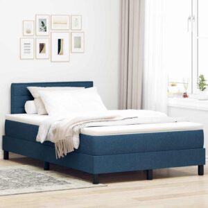 vidaXL Box spring seng med pude med hovedgærde Blå 120 x 200 cm Stof