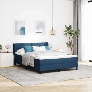 vidaXL Box spring seng med pude med hovedgærde Blå 190 x 140 cm Stof