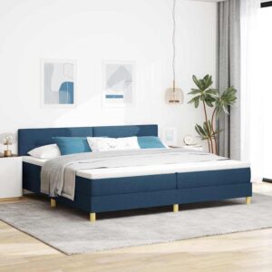 vidaXL Box spring seng med pude med hovedgærde Blå 200 x 200 cm Stof