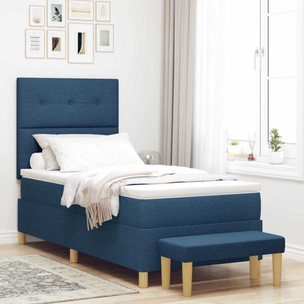 vidaXL Box spring seng med pude med hovedgærde Blå 200 x 80 cm Stof