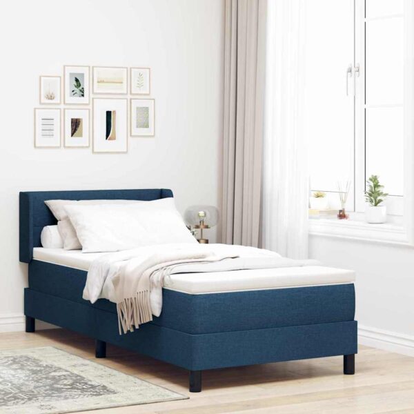vidaXL Box spring seng med pude med hovedgærde Blå 200 x 90 cm Stof