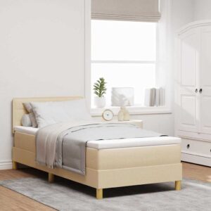 vidaXL Box spring seng med pude med hovedgærde Creme 100 x 200 cm Stof