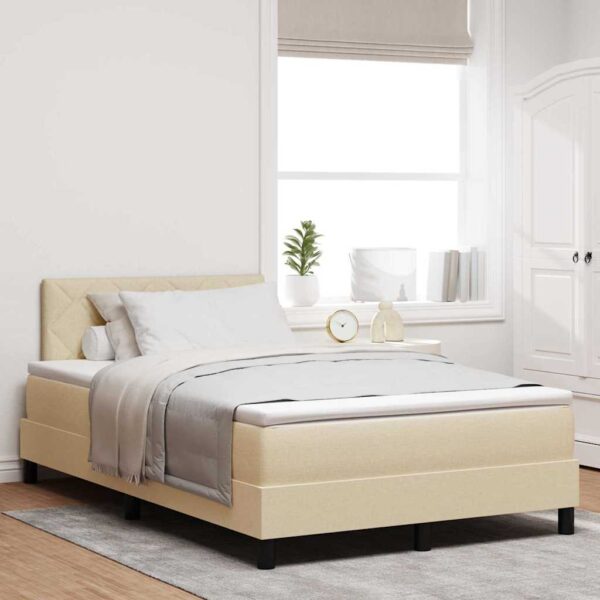 vidaXL Box spring seng med pude med hovedgærde Creme 120 x 190 cm Stof