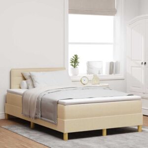 vidaXL Box spring seng med pude med hovedgærde Creme 120 x 200 cm Stof