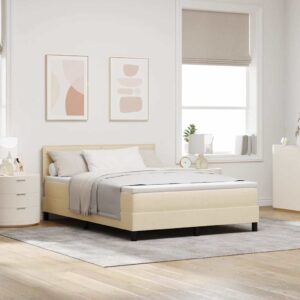 vidaXL Box spring seng med pude med hovedgærde Creme 140 x 190 cm Stof