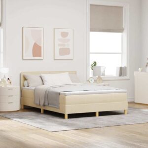 vidaXL Box spring seng med pude med hovedgærde Creme 140 x 200 cm Stof