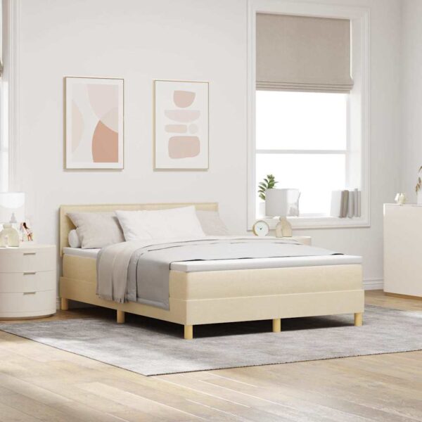 vidaXL Box spring seng med pude med hovedgærde Creme 140 x 200 cm Stof