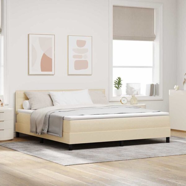 vidaXL Box spring seng med pude med hovedgærde Creme 180 x 200 cm Stof