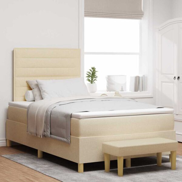 vidaXL Box spring seng med pude med hovedgærde Creme 190 x 120 cm Stof