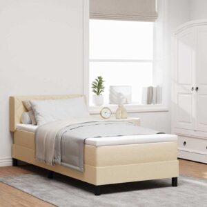 vidaXL Box spring seng med pude med hovedgærde Creme 190 x 90 cm Stof