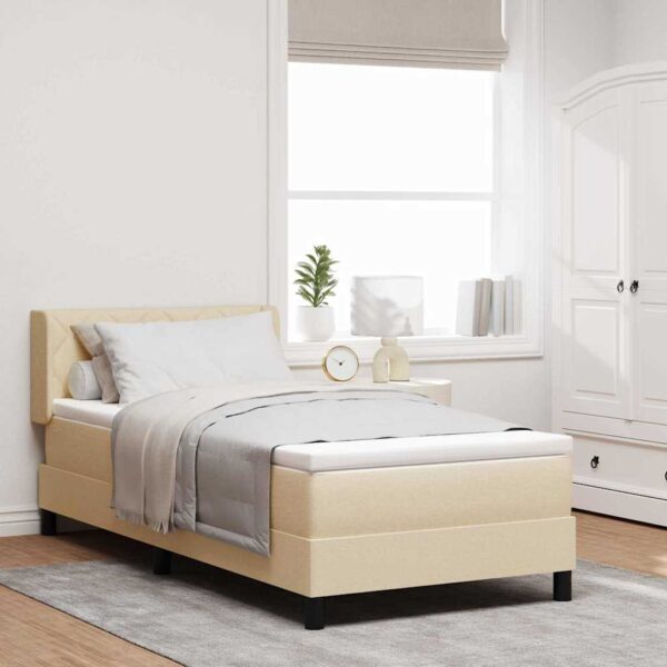 vidaXL Box spring seng med pude med hovedgærde Creme 190 x 90 cm Stof