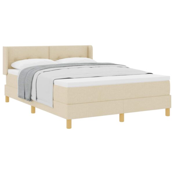 vidaXL Box spring seng med pude med hovedgærde Creme 200 x 140 cm Stof