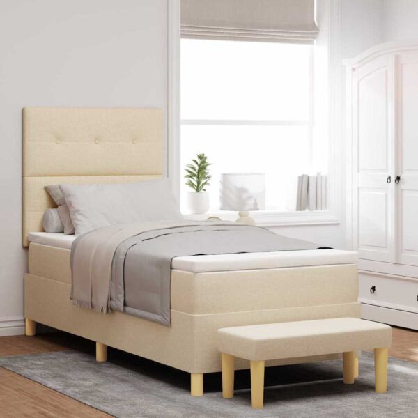 vidaXL Box spring seng med pude med hovedgærde Creme 200 x 80 cm Stof