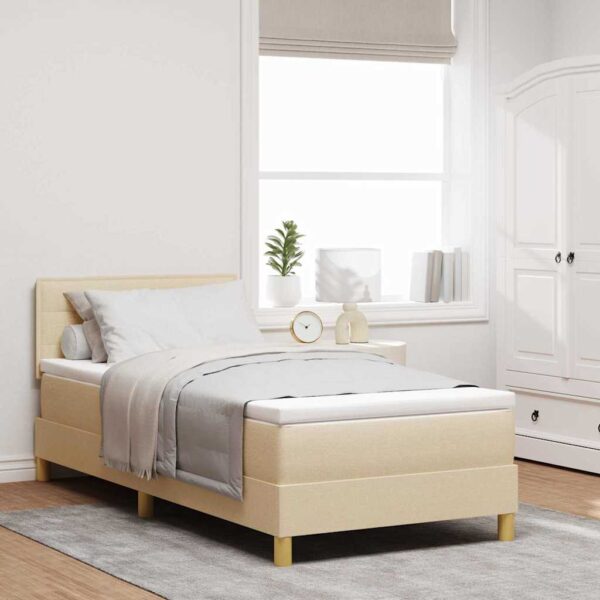 vidaXL Box spring seng med pude med hovedgærde Creme 80 x 200 cm Stof