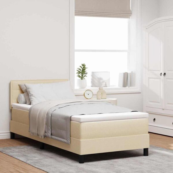 vidaXL Box spring seng med pude med hovedgærde Creme 90 x 190 cm Stof