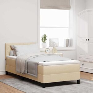 vidaXL Box spring seng med pude med hovedgærde Creme 90 x 200 cm Stof