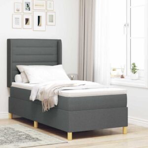 vidaXL Box spring seng med pude med hovedgærde Grå 90 x 200 cm Stof