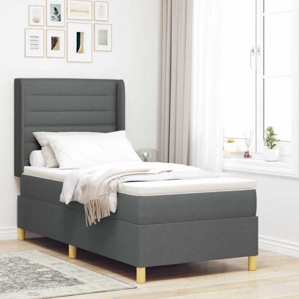 vidaXL Box spring seng med pude med hovedgærde Grå 90 x 200 cm Stof