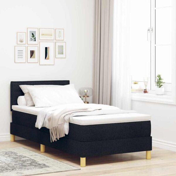 vidaXL Box spring seng med pude med hovedgærde Sort 100 x 200 cm Stof