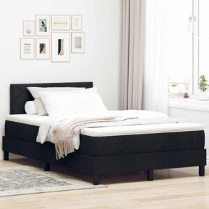 vidaXL Box spring seng med pude med hovedgærde Sort 120 x 200 cm Stof