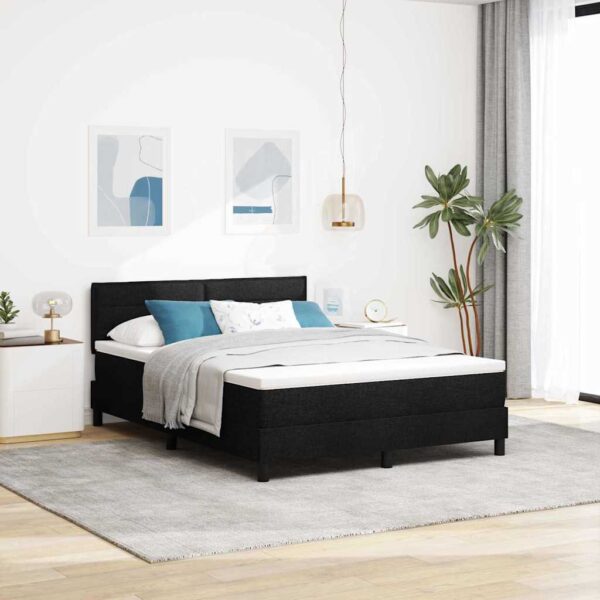 vidaXL Box spring seng med pude med hovedgærde Sort 140 x 200 cm Stof