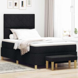 vidaXL Box spring seng med pude med hovedgærde Sort 200 x 120 cm Stof