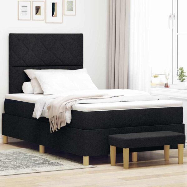 vidaXL Box spring seng med pude med hovedgærde Sort 200 x 120 cm Stof