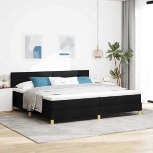 vidaXL Box spring seng med pude med hovedgærde Sort 200 x 200 cm Stof