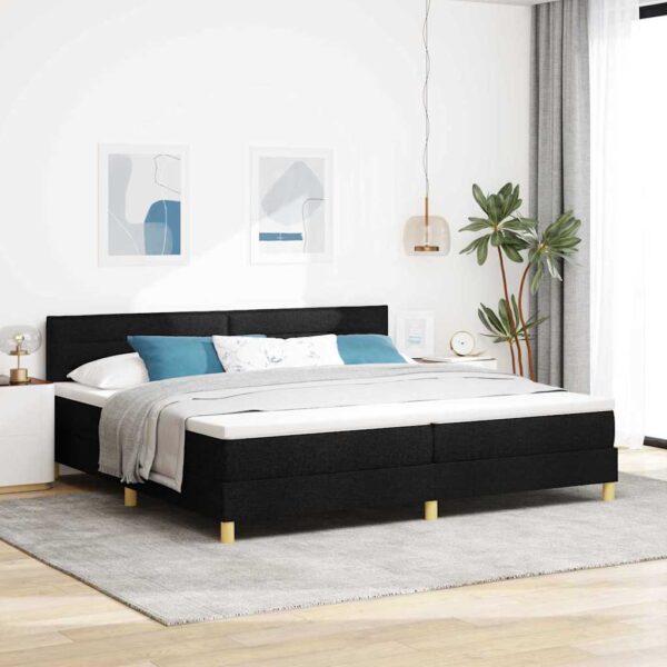 vidaXL Box spring seng med pude med hovedgærde Sort 200 x 200 cm Stof