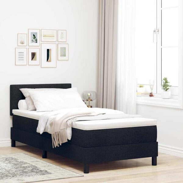 vidaXL Box spring seng med pude med hovedgærde Sort 80 x 200 cm Stof