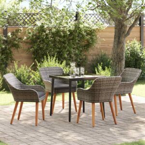 vidaXL Have Spisebordssæt med pude 5 pcs Grå polyrattan