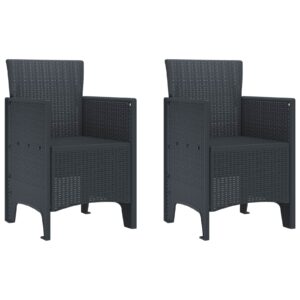 vidaXL Have Stol med pude 2 pcs Antracit 53 x 49 x 85 cm Polypropylen