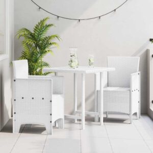 vidaXL Have Stol med pude 2 pcs Hvid 53 x 49 x 85 cm Polypropylen
