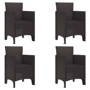 vidaXL Have Stol med pude 4 pcs Brun 53 x 49 x 85 cm Polypropylen