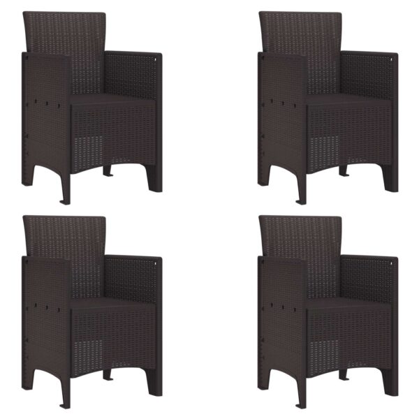 vidaXL Have Stol med pude 4 pcs Brun 53 x 49 x 85 cm Polypropylen