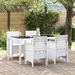 vidaXL Have Stol med pude 4 pcs Hvid 53 x 49 x 85 cm Polypropylen