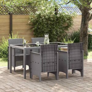 vidaXL Have Stol med pude 4 pcs Lysegrå 53 x 49 x 85 cm Polypropylen