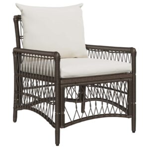 vidaXL Have Stol med pude Brun 73 x 61 x 77 cm polyrattan
