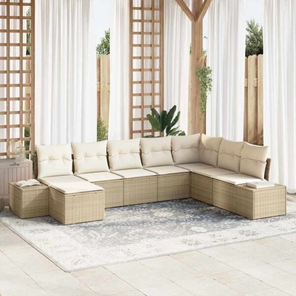 vidaXL Havesofa Sæt med pude 8 pcs Beige og creme polyrattan