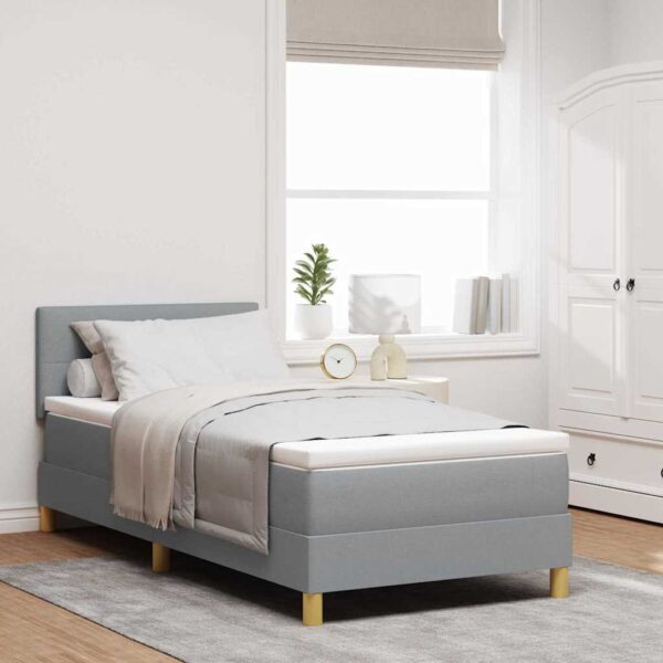 vidaXL LED Box Spring Bed med pude Lysegrå 100 x 200 cm Stof