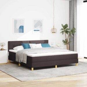 vidaXL LED Box Spring Bed med pude Mørk Brun 180 x 200 cm Stof