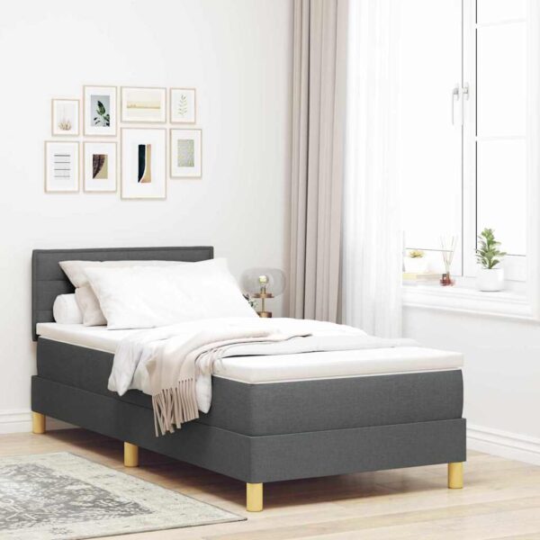 vidaXL LED Box Spring Bed med pude Mørkegrå 80 x 200 cm Stof