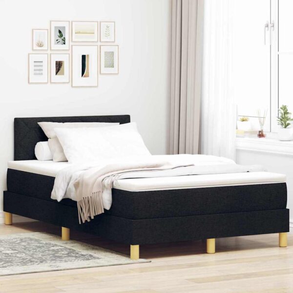 vidaXL LED Box Spring Bed med pude Sort 120 x 190 cm Stof