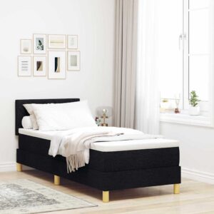 vidaXL LED Box Spring Bed med pude Sort 80 x 200 cm Stof