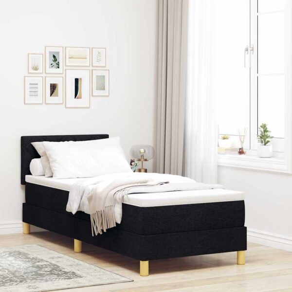 vidaXL LED Box Spring Bed med pude Sort 80 x 200 cm Stof