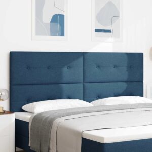 vidaXL LED sengegavl med LED-lysstrimler Blå 200 cm Stof